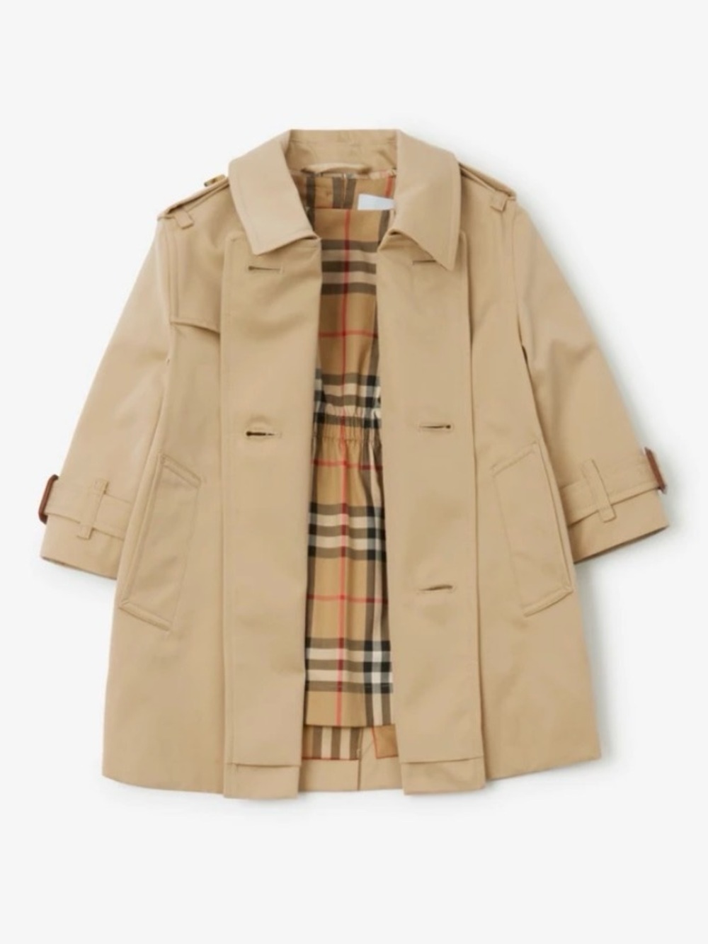 Burberry Khaki Double-Breasted Short Trench Coat
